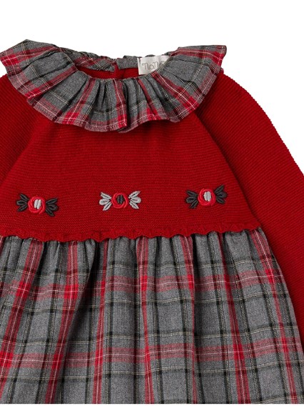 NANAN RED TARTAN KNIT DRESS