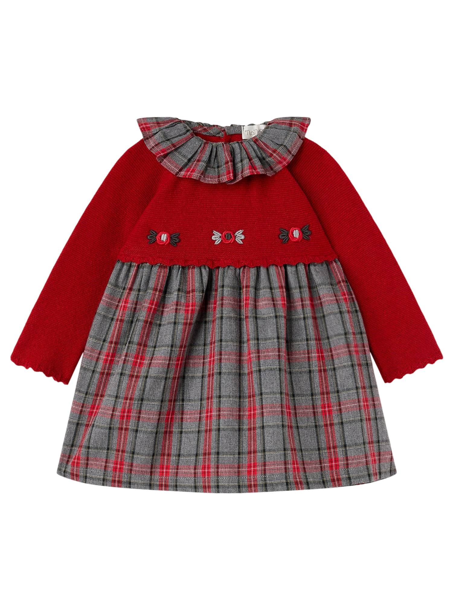 Nanán Kids' Red Tartan Knit Dress