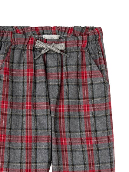 NANAN GREY TARTAN DRAWSTRING TROUSERS