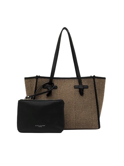 MARCELLA GIANNI CHIARINI FABRIC AND LEATHER BAG 33x25x13