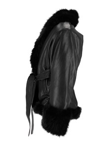 ROTATE FAUX FUR  LEATHER JACKET BLACK (Loose fit)