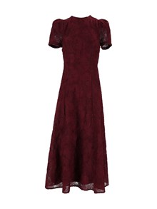 ROTATE FLOWER MESH FLARED DRESS Decadent Chocolate (Slim fit)
