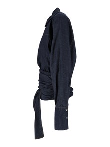 7 FOR ALL MANKIND WAIST TIE SHIRT Cotton Abyss