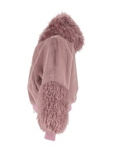 DIEGO M BOMBER IN FAUX REX CON CAPPUCCIO E DETTAGLII IN MAGLIA