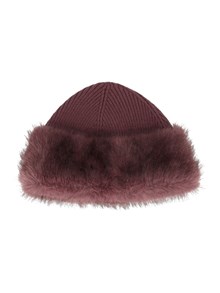 DIEGO M BERETTO IN FAUX FUR CON INSERTI IN MAGLIA A COSTE