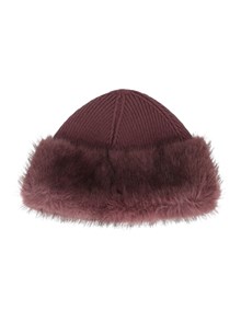 DIEGO M BERETTO IN FAUX FUR CON INSERTI IN MAGLIA A COSTE