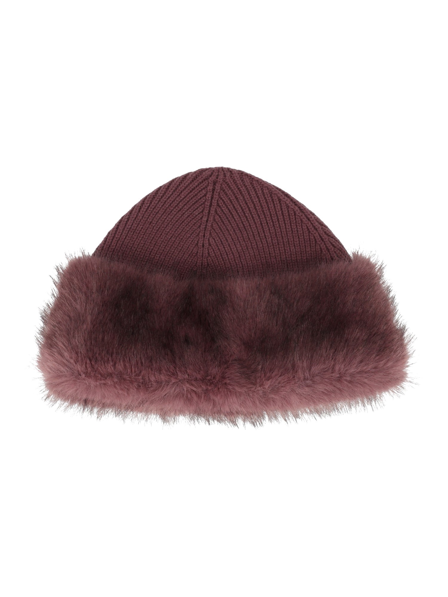 Diego M Faux Fur Beret With Ribbed Knit Inserts In Purple