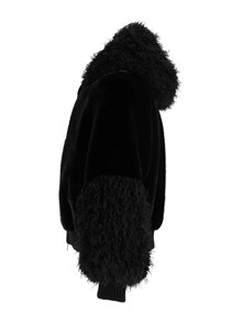 DIEGO M BOMBER IN FAUX REX CON CAPPUCCIO E DETTAGLII IN MAGLIA