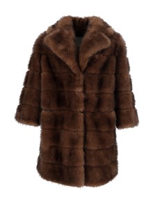 DIEGO M CAPPOTTO IN LONG FAUX FUR FODERATO CON MANICOTTI IN MAGLIA