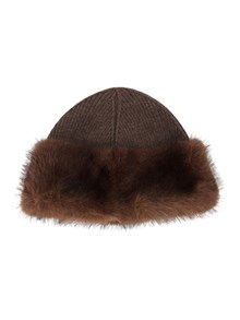 DIEGO M BERETTO IN FAUX FUR CON INSERTI IN MAGLIA A COSTE