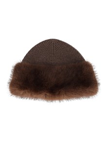 DIEGO M BERETTO IN FAUX FUR CON INSERTI IN MAGLIA A COSTE