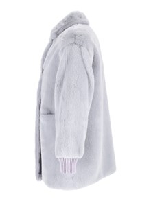 DIEGO M GIACCA IN FAUX FUR  FODERATA CON INSERTI IN MAGLIA