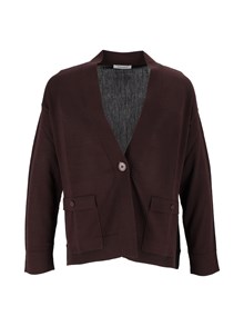 KANGRA CASHMERE ROUNDED COLOUR BLOCK  JACKET W/POCKETS
