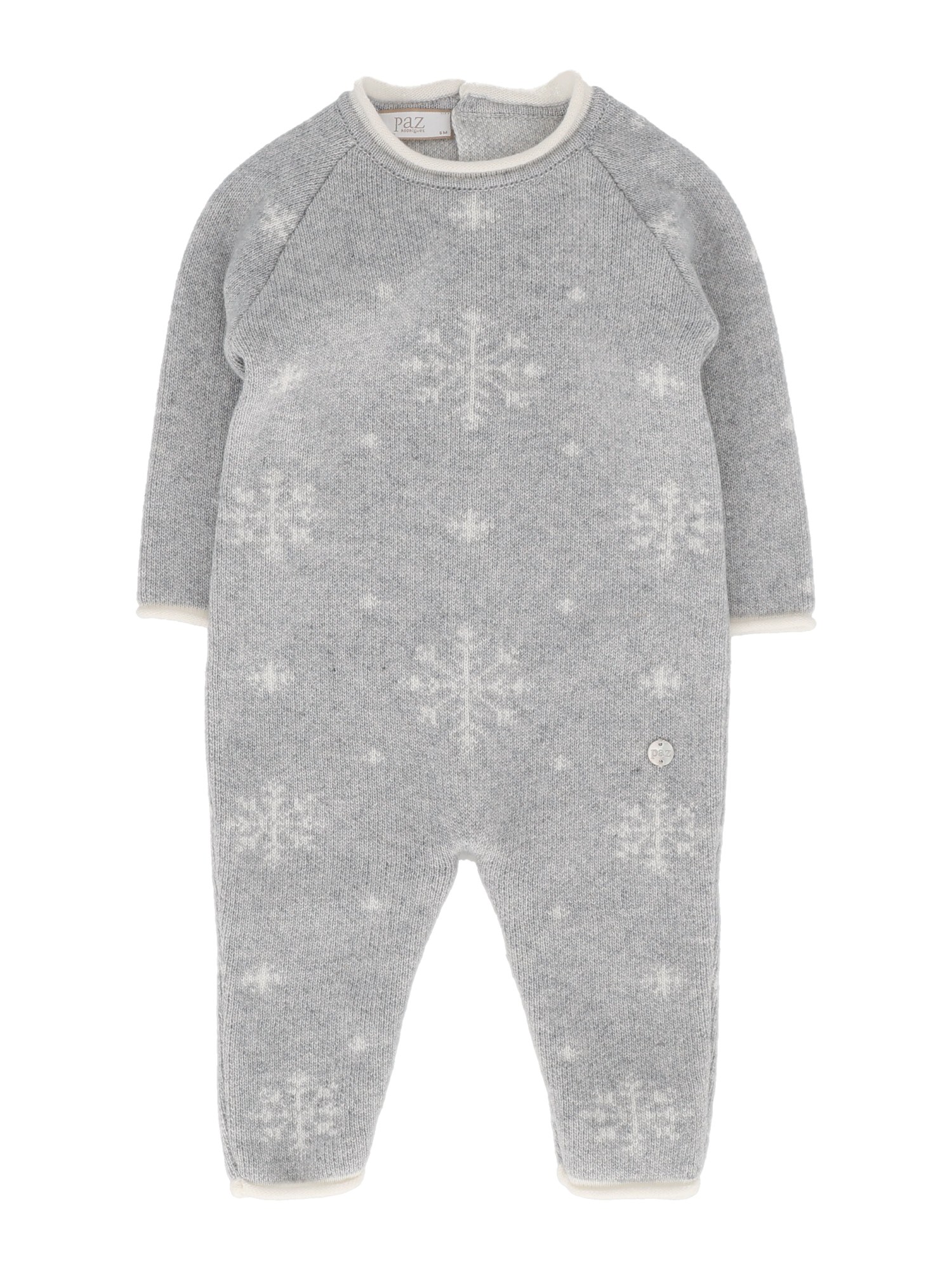 Paz Rodriguez Knit Newborn Romper "neve" In Gray