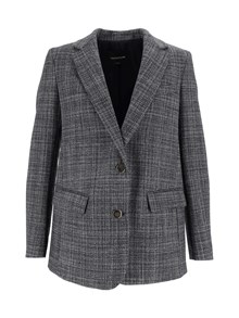 FABIANA FILIPPI GIACCA OVER CON COULISSE DIETRO IN CAPPOTTO MOULINE' COLOR BLU NOTTE