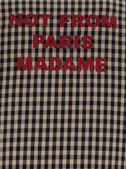 DROLE DE MONSIEUR BEIGE Check Overshirt With Slogan