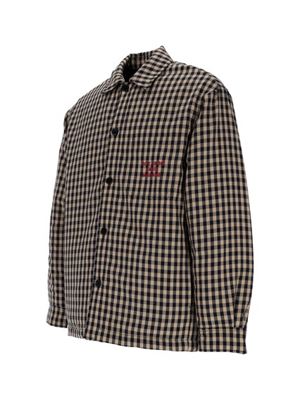 DROLE DE MONSIEUR BEIGE Check Overshirt With Slogan