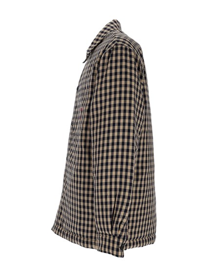 DROLE DE MONSIEUR BEIGE Check Overshirt With Slogan