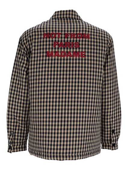 DROLE DE MONSIEUR BEIGE Check Overshirt With Slogan