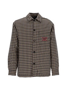 DROLE DE MONSIEUR BEIGE Check Overshirt With Slogan