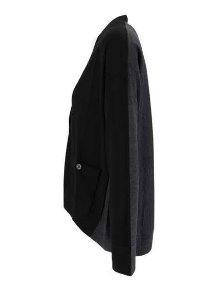 KANGRA CASHMERE ROUNDED COLOUR BLOCK  JACKET W/POCKETS