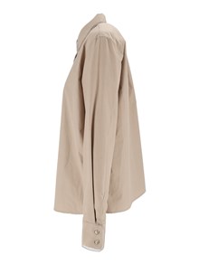 FABIANA FILIPPI POPLIN BASIC SHIRT WITH FILO DIAMANTE AND TULLE TRIM