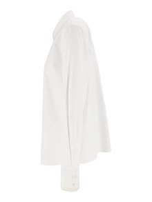 FABIANA FILIPPI POPLIN BASIC SHIRT WITH FILO DIAMANTE AND TULLE TRIM