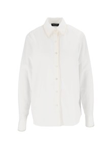FABIANA FILIPPI POPLIN BASIC SHIRT WITH FILO DIAMANTE AND TULLE TRIM