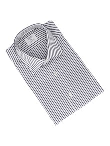 MAZZARELLI CAMICIA IN COTONE A RIGHE BLU E BIANCO SLIM FIT