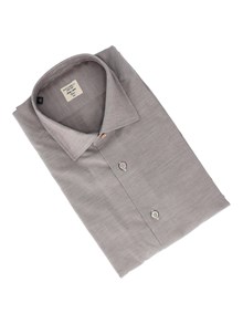 MAZZARELLI CAMICIA IN COTONE OXFORD MARRONE SLIM FIT