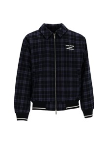 DROLE DE MONSIEUR NAVY Check Flannel Jacket With Slogan