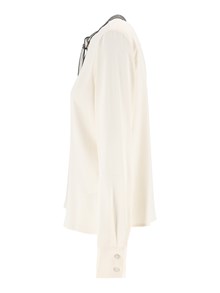 FABIANA FILIPPI CAMICIA BASIC IN CREPE DE CHINE CON MOTIVO FIOCCO COLLO COLOR BURRO