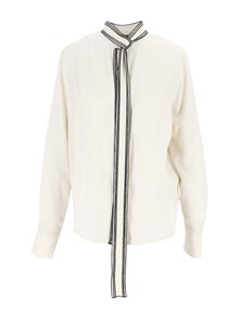 FABIANA FILIPPI CAMICIA BASIC IN CREPE DE CHINE CON MOTIVO FIOCCO COLLO COLOR BURRO