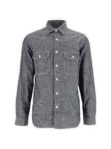 TELA GENOVA GIACCA EMILIO RAW CHAMBRAY SHIRT ONE WASH BLUE