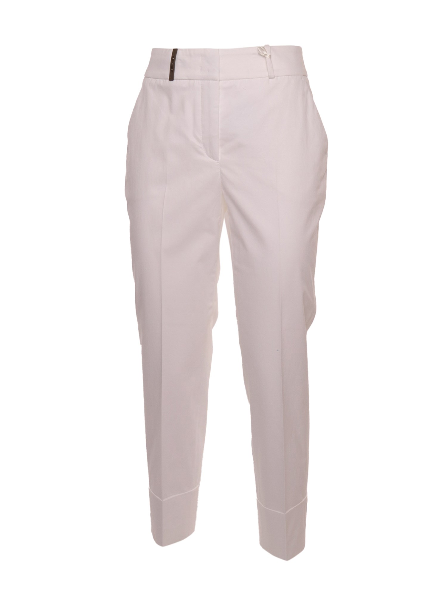 Shop Peserico Satin Trousers In Bianco